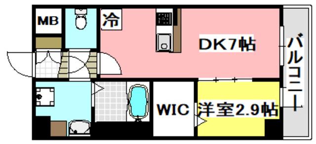 ファーストフィオーレ吹田ウインズテラス(1DK/1階)の間取り写真