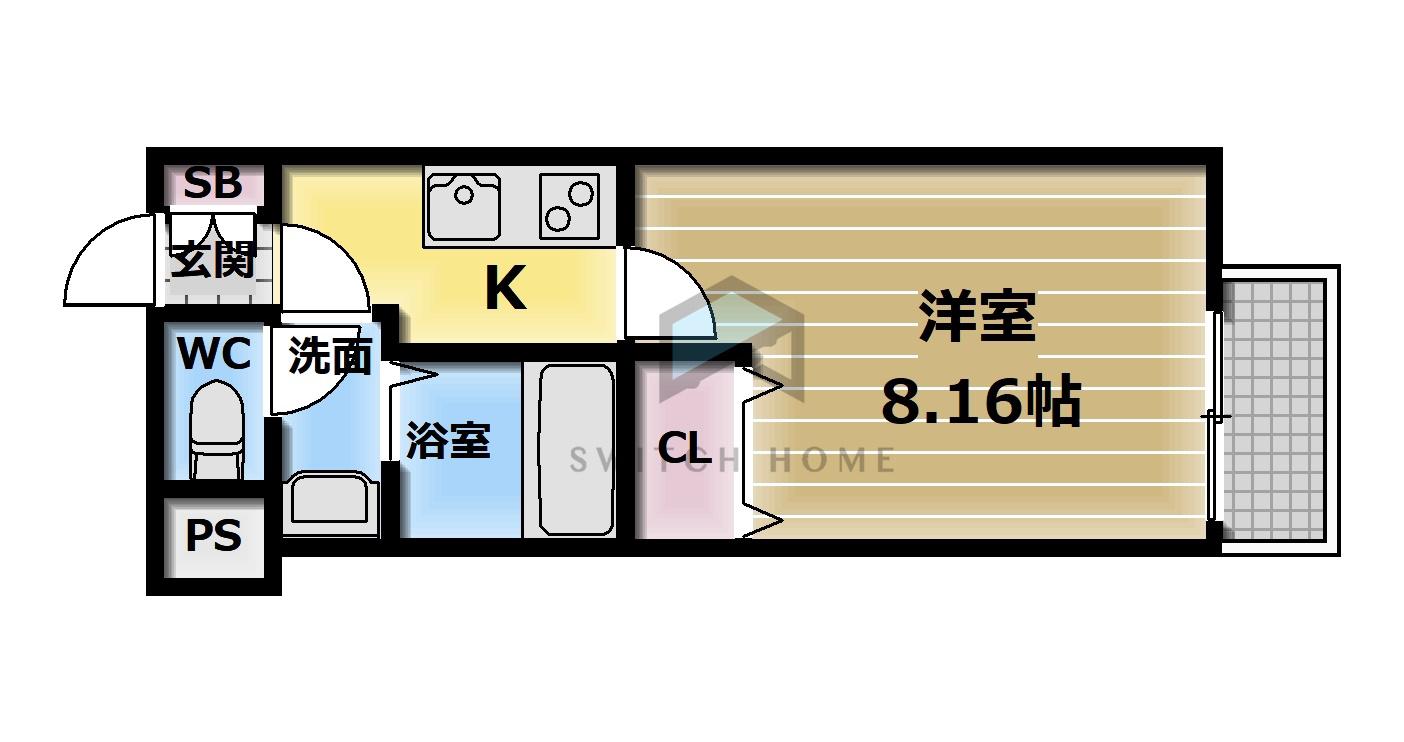 M-FLAT衣摺2(1K/2階)の間取り写真