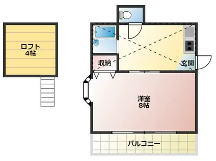 レジデンス南長崎II(1DK/2階)の間取り写真