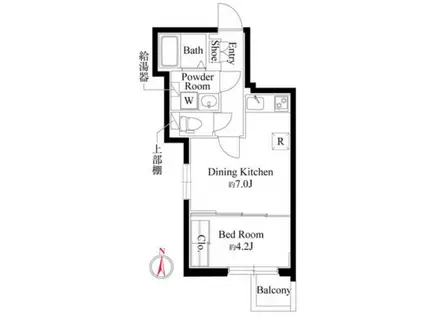 グランパセオ中目黒II(1DK/2階)の間取り写真