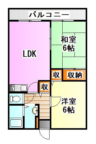 ゆたかひがしハイツ(2LDK/1階)の間取り写真