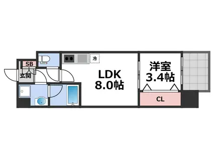 MV.IMP大阪放(1LDK/9階)の間取り写真