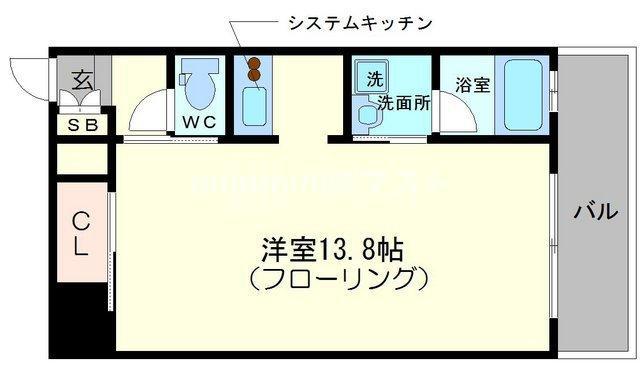 グランツ西大橋(1K/11階)の間取り写真