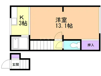 シエル長島(1K/2階)の間取り写真