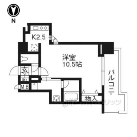 アスヴェル京都御所前3(1K/5階)の間取り写真