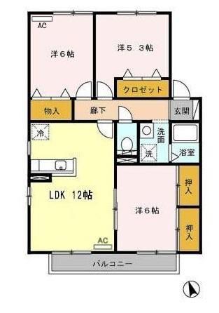M・SQUARE(3LDK/2階)の間取り写真