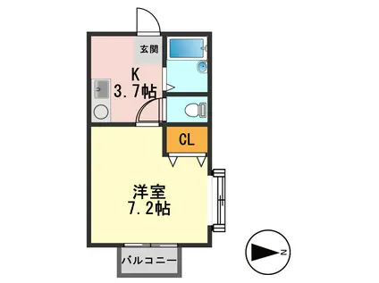 メゾン藤(1K/2階)の間取り写真