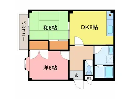パルム舟橋(2DK/3階)の間取り写真