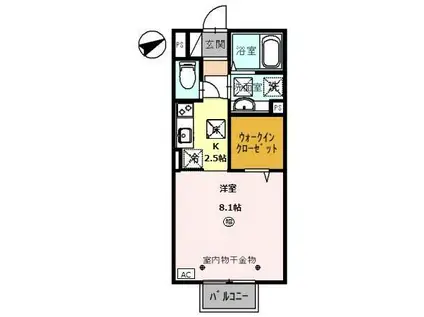 オーブ フチュール(1K/1階)の間取り写真