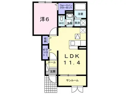 メゾン早坂A(1LDK/1階)の間取り写真