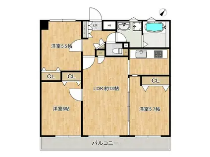 コープ幸陽II(3LDK/5階)の間取り写真