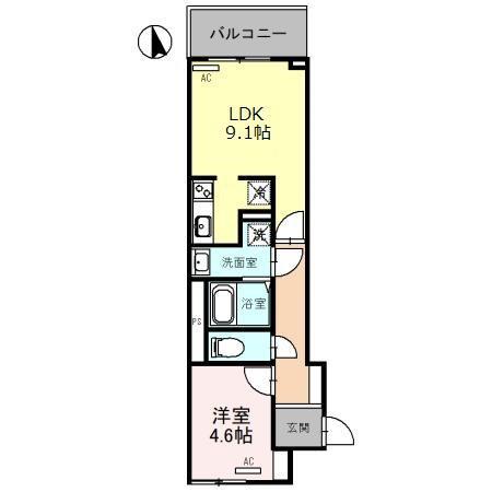 サンプット東仲ノ町(1LDK/4階)の間取り写真
