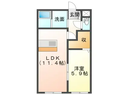 メルローズ打馬II(1LDK/1階)の間取り写真