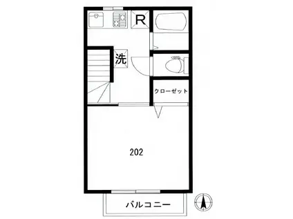 ルアナ大塚山(1K/2階)の間取り写真