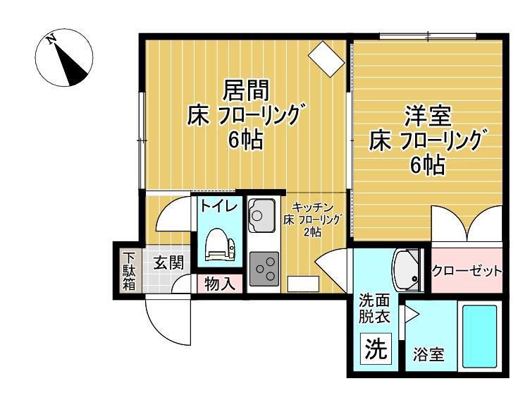 クローバーフォー(1DK/1階)の間取り写真