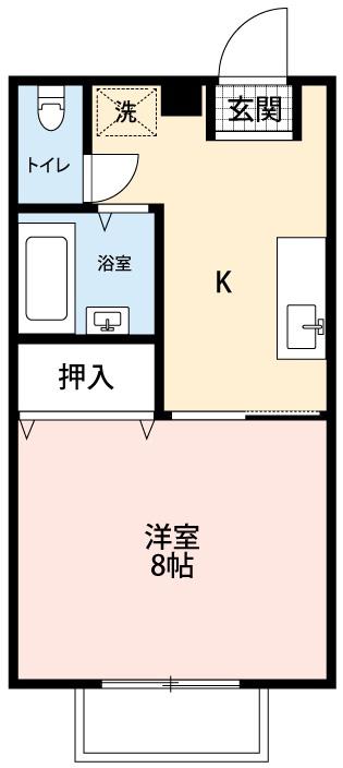 ユーハート久後崎(1K/1階)の間取り写真