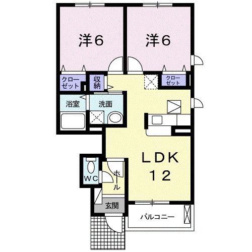 バロン ドゥ(2LDK/1階)の間取り写真