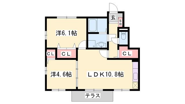 リバーサイドヴィラ東館(2LDK/1階)の間取り写真
