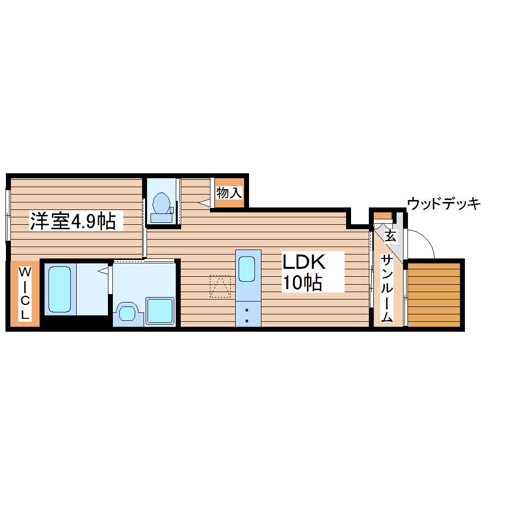 アビタシオン A&B(1LDK/1階)の間取り写真