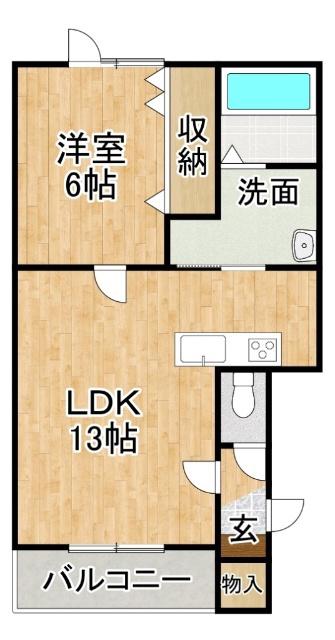 ALPHA IV(1LDK/2階)の間取り写真