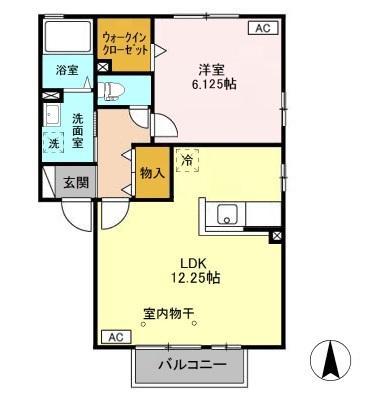 セジュールKIYO A(1LDK/2階)の間取り写真