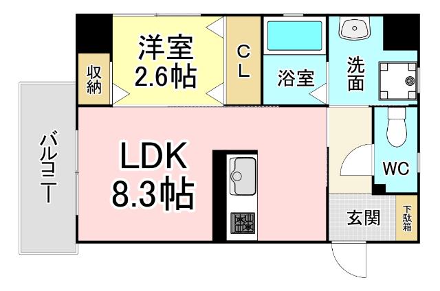 ル・シエル(1LDK/2階)の間取り写真