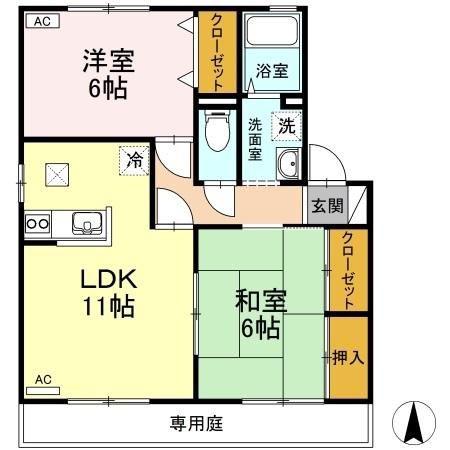 エントピアコートM(2LDK/1階)の間取り写真