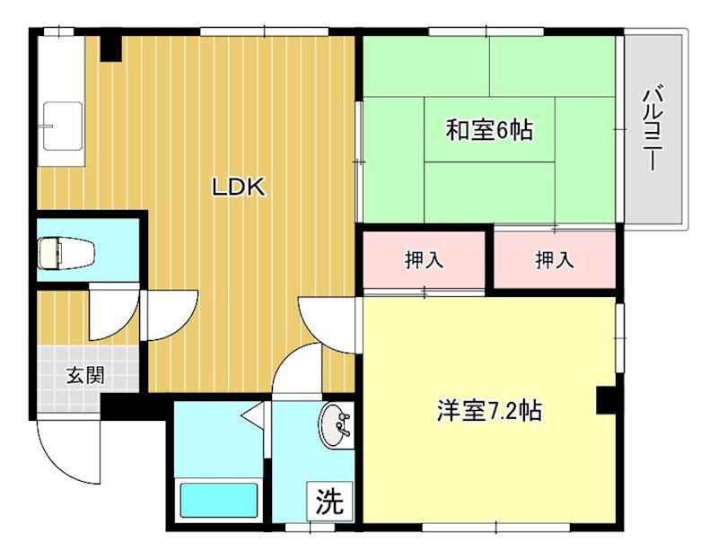 ドリームマンション5(2LDK/2階)の間取り写真