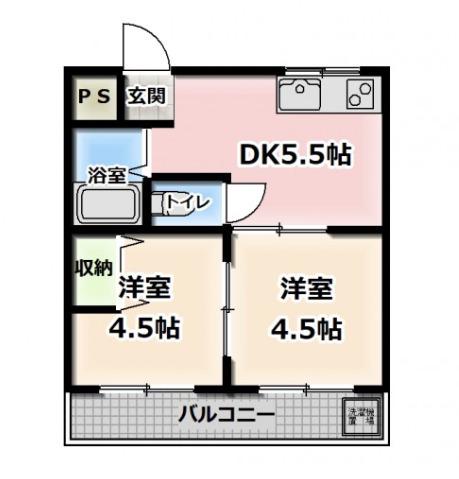 オリーブコート三吉2(2DK/3階)の間取り写真