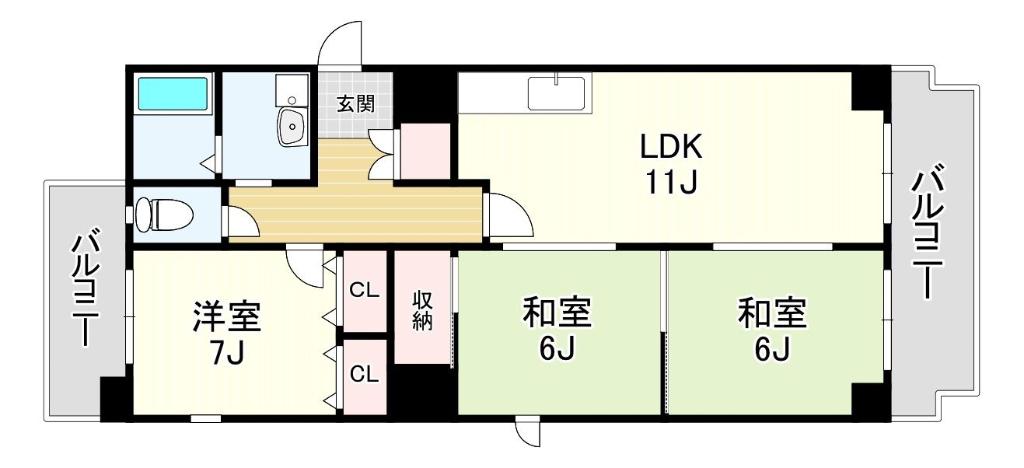 レシェンテ緑地(3LDK/5階)の間取り写真
