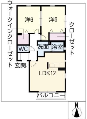 レジデンスAMATSUKA(2LDK/2階)の間取り写真
