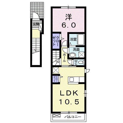 カーサ オウル(1LDK/2階)の間取り写真