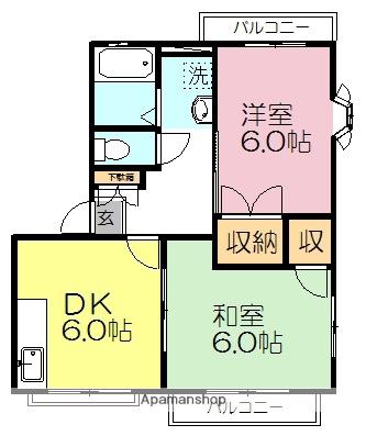 マインドムB(2DK/2階)の間取り写真