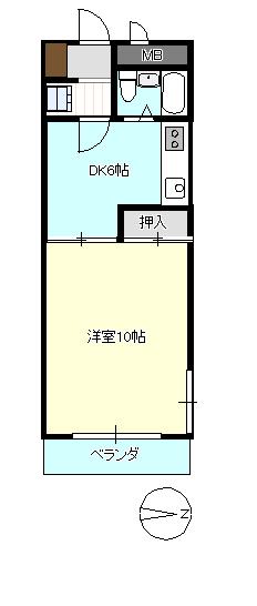 クリナーレ志家町(1DK/6階)の間取り写真