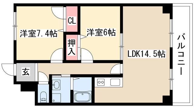 シティーコート翠雲(2LDK/6階)の間取り写真