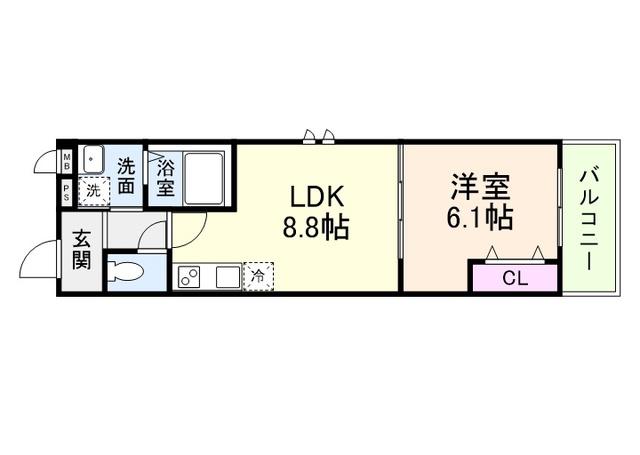 エクセル百舌鳥(1LDK/1階)の間取り写真