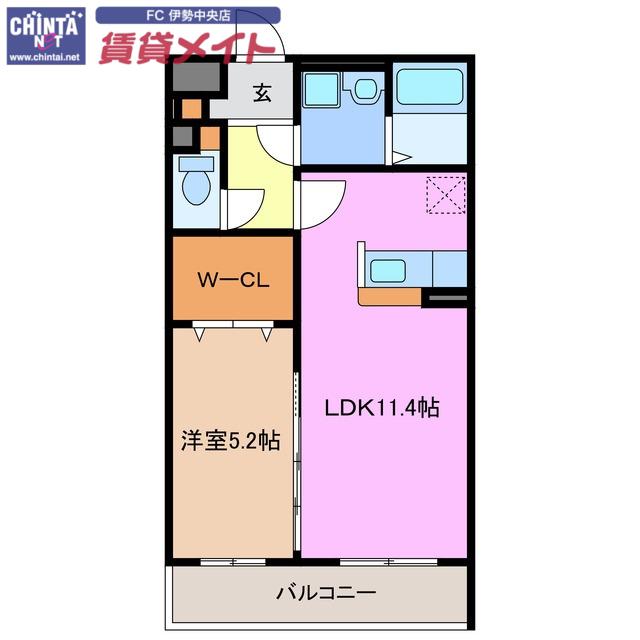ハイマート(1LDK/2階)の間取り写真