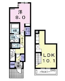 ル リアン(1LDK/1階)の間取り写真