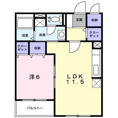 ラ・クレI(1LDK/4階)の間取り写真