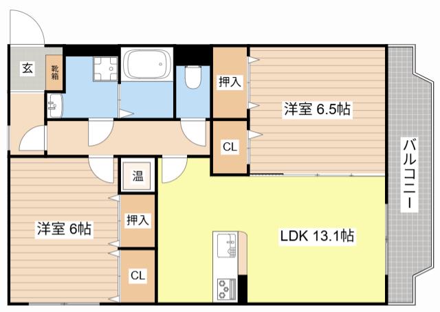 ブレイン新旭(2LDK/2階)の間取り写真