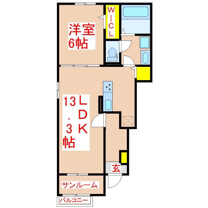 イーグルコートII(1LDK/1階)の間取り写真