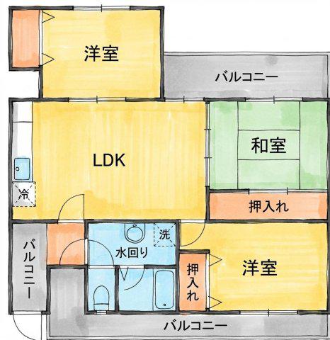 箕面リビエールハイツ1ST(3LDK/1階)の間取り写真