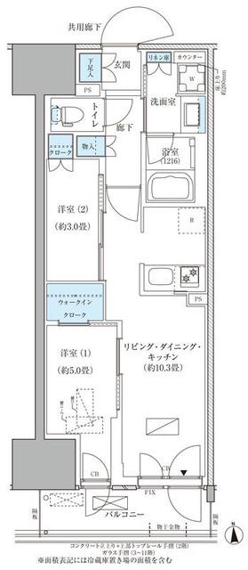 パークアクシス品川天王洲アイル(2LDK/4階)の間取り写真