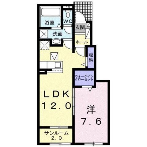 シエロアスール I(1LDK/1階)の間取り写真