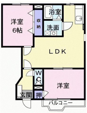 ヴェルハウズン A(2LDK/1階)の間取り写真