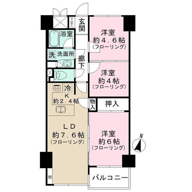 ハイホーム市ヶ谷(3LDK/7階)の間取り写真