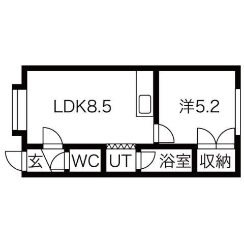 稲穂アパートメント(1DK/3階)の間取り写真