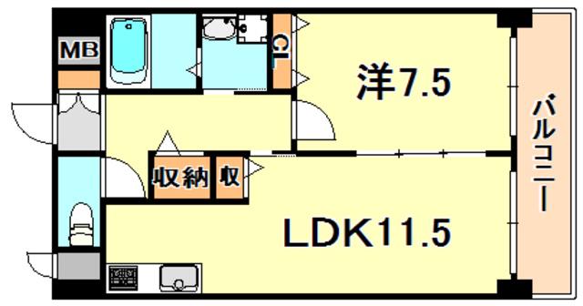 西舞子壱番館(1LDK/1階)の間取り写真