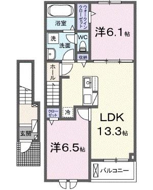アルバ ガーデン(2LDK/2階)の間取り写真