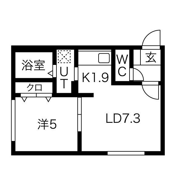 RUGGER西町(1LDK/3階)の間取り写真